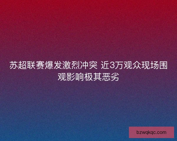 苏超联赛爆发激烈冲突 近3万观众现场围观影响极其恶劣